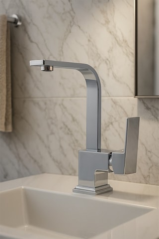 Viosa Kısa Krom Lüx Köşeli Mix Aç Kapa Banyo Lavabo Bataryası Siyah