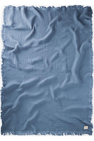 Cigit Dört Kat Püsküllü Battaniye 80x120 Cm İndigo Mavi Indigo