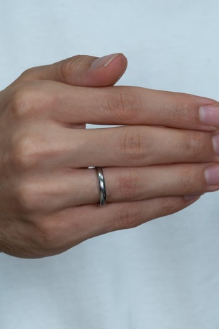 3mm İnce Bombeli Parlak Erkek Kadın Unisex Çelik Alyans Yüzük Cl27 Beyaz