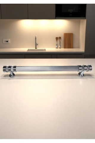 Çizgili Nesli Alüminyum Metal Lüks Modern Mobilya Çekmece Mutfak Dolabı Kulpu Krom 128mm 10 Adet Krom