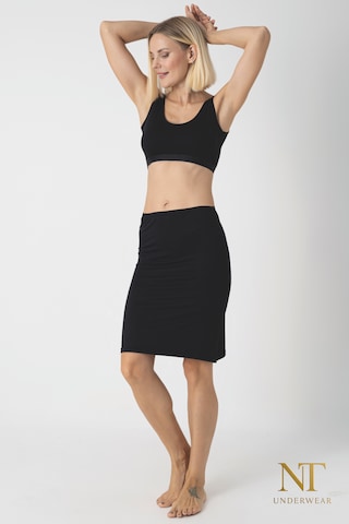 Nt Underwear Bambu Dizüstü Etek Astarı, Midi Jupon - Doğal Kumaş, Modern Kalıp. Siyah