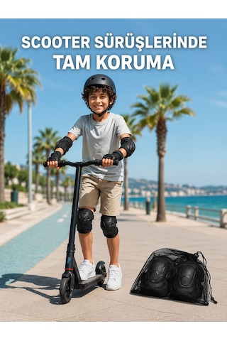 Çocuk Kaykay Paten Scooter Bisiklet Koruyucu Dizlik Seti 2 Adet Siyah - Lisinya