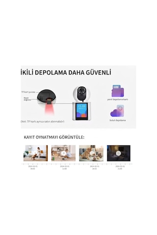 Apronx 2k Wifi Akıllı Bebek Güvenlik Kamerası Ekranlı 360 Ptz Hareket Takip Type-c 5v