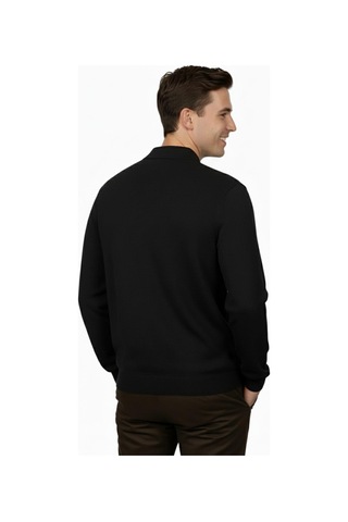 Erkek Regular Fit Polo Yaka Petek Triko Kazak Bgl-st04825 Siyah