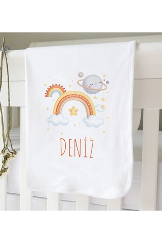 Bk Kids Kişiye Özel 10 Parça Beyaz Hastane Çıkışı Battaniye Ve Yastık Hediye Seti, Yeni Doğan Bebek Giyim Hediyesi-3