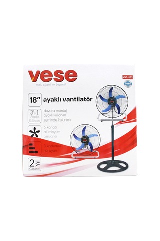 Sanayi Tipi Ayaklı Vantilatör 18 İnç 46 Cm 80w 3in1 Etkili Serinlik Yaz Günleri Ofis İçin