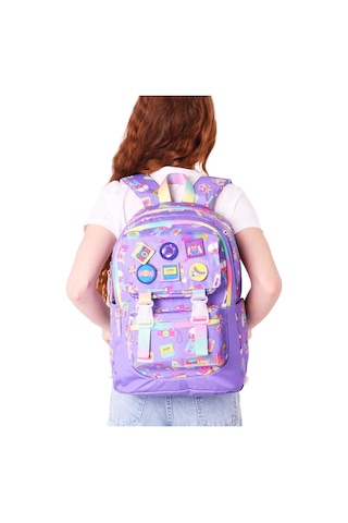 Elatae Su Geçirmez Kumaş Kız Çocuk Çok Gözlü Ortopedik Sırt Okul Çantası L5238 Lila