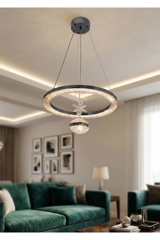 Lzy Avize Store Kristal Tek Toplu Halka Avize Modern Salon, Yemek Masası, Mutfak, Antre Ve Çocuk Odası Aydınlatma Krom