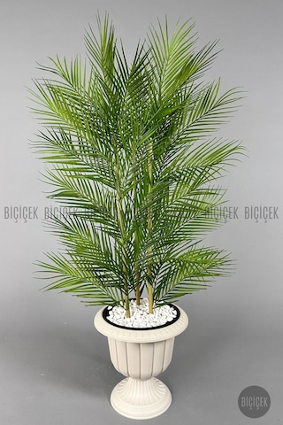 Biçiçek Yapay Areka Palmi̇yesi̇ 130 Cm 33 Yaprak Krem Nergi̇s Saksıda