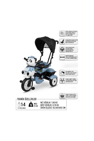 Sevimli Little Panda Müzikli Ve Ebeveyn Kontrollü Çocuk Bisikleti / Tricycle Çok Renkli