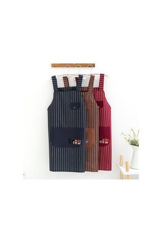 Dianziye Tam Pamuk Kişiselize Edebiyata, Mutfakta, Çalışırken Koruma Sağlar - Unisex Kore Stili Apron Bordo Diğer