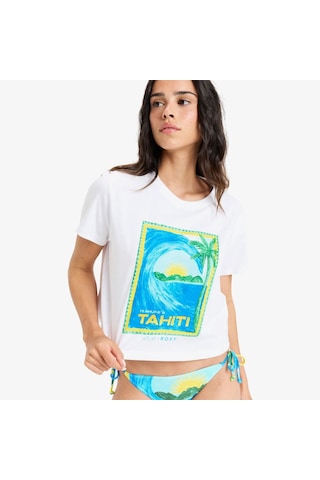 Roxy Atlas Oceanregular Kadın Beyaz Crop T-shirt Erjzt05921 Sarı