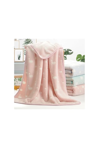 Sones Yaz İnce Mercan Flanel Ofis Uyku Battaniyesi, Boyut: 75x100cm Yeşil Bulutlar