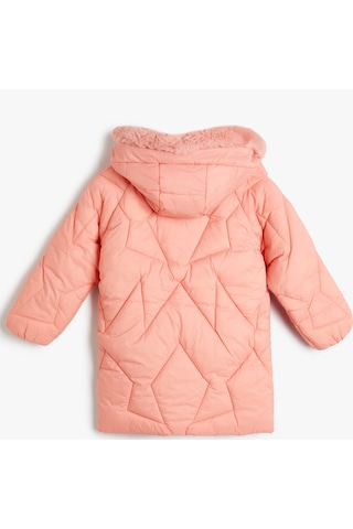Koton Oversize Şişme Mont Suni Kürk Detaylı Kapşonlu Kapaklı Cepli Pembe 4wkg00019aw 4WKG00019AW282 Gülkurusu