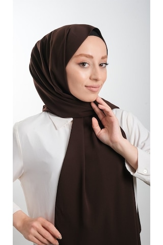 Hürrem Bone Kahve Düz Klasik Şal Medine Ipeği Sade 202103_14 Kahve