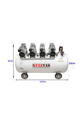 Kuletaş 4 Hp 8 Bar 200 LT Süper Sessiz Yağsız Hava Kompresörü