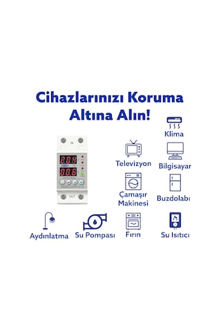 TOMZN Voltaj ve Akım Koruma Rölesi Yüksek Alçak Gerilim Yıldırım Koruyucu Monofaz 40A Elktrk Bekçisi