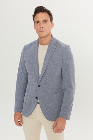 Erkek Lacı Pamuklu Slim Fit Dar Kesim Mono Yaka Armürlü Torba Cepli Blazer Ceket Lacı