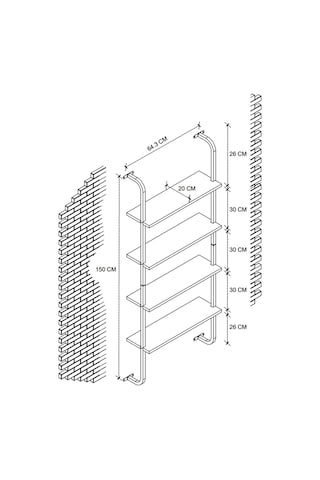 Bofigo 4 Raflı Duvara Monte Kitaplık Dekoratif Kitaplık Çam