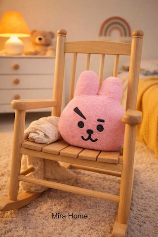 Dekoratif Pelüş Tavşan Çocuk Yastığı 25x30 Cm Pembe Çok Renkli