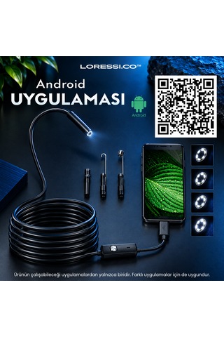 5 Metre Scope Pro Endoskop Yılan Kamera Ip67 Su Geçirmez Boroskop / Type-c & Usb Uyumlu - Android