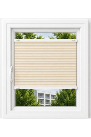 Krem Plise Perde Katlanır Cam Balkon, Mutfak, Salon Ve Ofis Perdesi