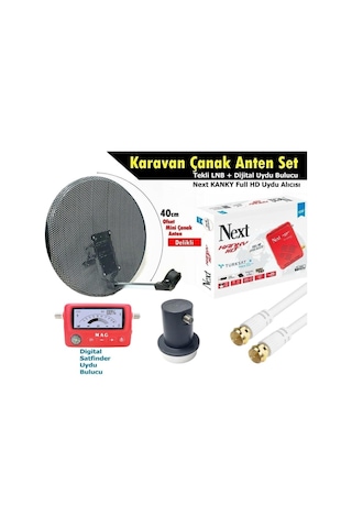 Antenci 40cm Delikli Karavan Çanak Anten Seti +next Hd Uydu Alıcısı +mag Dijital Uydu Bulucu