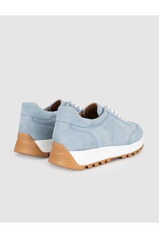 Buz Mavisi Süet Hakiki Deri Kadın Sneaker Ayakkabı Mavi