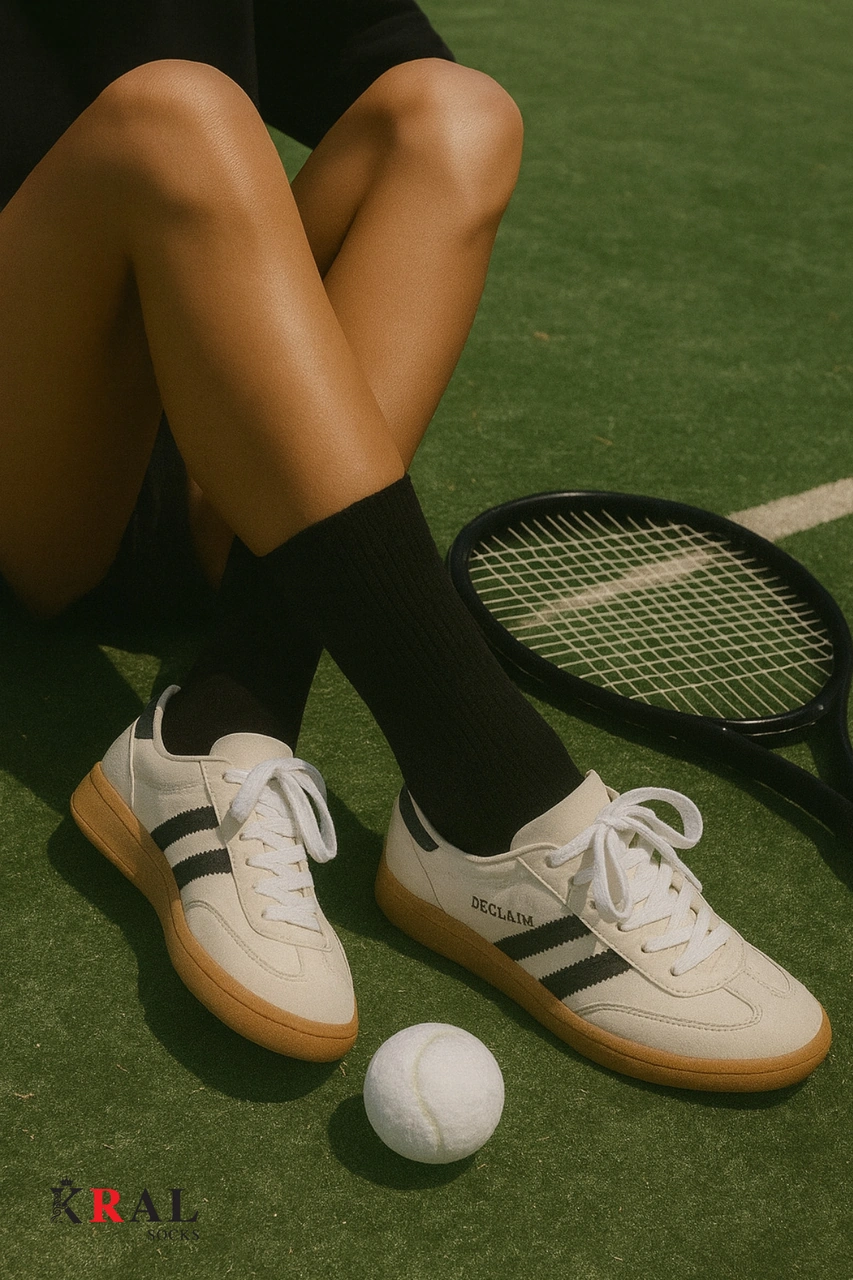 Unisex Siyah 6 Çift Pamuklu Tenis Spor Uzun Soket Boy Çorap Siyah