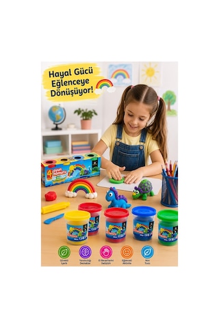 Oyun Hamuru 4 Renk 520gr 1 Paket Sentör 4 Lü Oyun Hamuru Kurumaya Karşı Dirençli Okul Öncesi Kreş Yumuşak Dokulu Çok Renkli