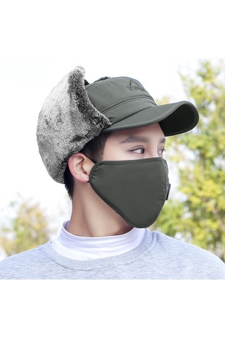 Kışlık Şapka Kulak Ağız Burun Sıcak Tutma Koruma Gri