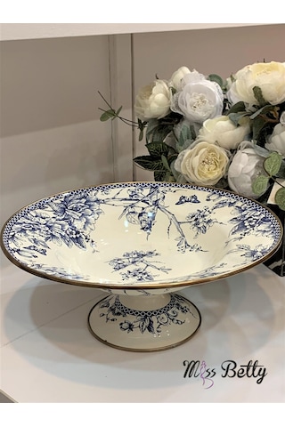 Miss Betty Blue Life Emaye Ayaklı Meyvelik 30 Cm