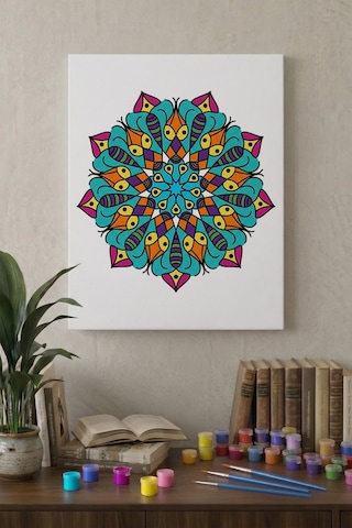Kalem Desenli Mandala Ahşap Boyama Seti 40x50 Cm