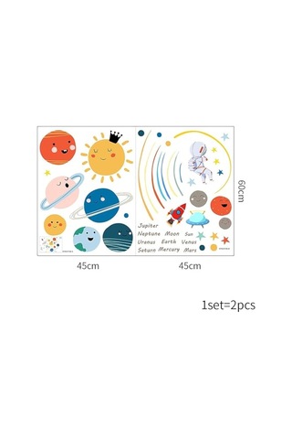 Joyzzz Gezegenler Duvar Sticker, Güneş Sistemi Duvar Çıkartmaları, Çocuk Duvar Çıkartmaları, Çıkarılabilir D
