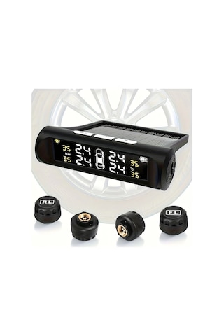 Boatshop1 Ty01 Kablosuz Lastik Basınç İzleme Sistemi Usb Şarjlı Güneş Enerjili Tpms 4 Sensörlü Gerçek Zamanlı Basınç Sıcaklık Suv Mpv Pickup Orv İçin