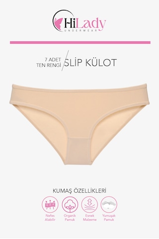 Kadın Külot 7 Li Paket Likralı Soft, Ve, Siyah, Renkler Pamuklu, Yumuşak,külot Ten
