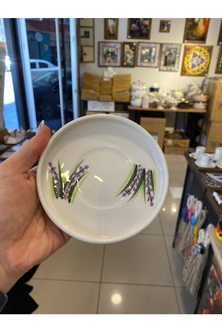 Seramik El Yapımı Fincan Takımı 2'li Set Lavanta Desenli Beyaz - Mor