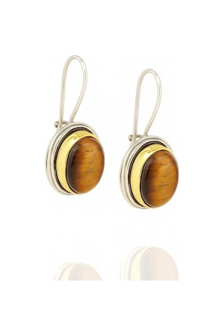 Sarma Serisi Kaplangözü Taşlı El İşi Kadın Otantik Gümüş Küpe Gümüş