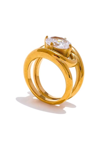 Eetit Parlak Aaa Kübik Zirkonya Paslanmaz Çelik Altın Renk Pvd Kaplama Yüzük Mizaç Moda Kadın Moda Parmak Takı Hediye 8 Altın