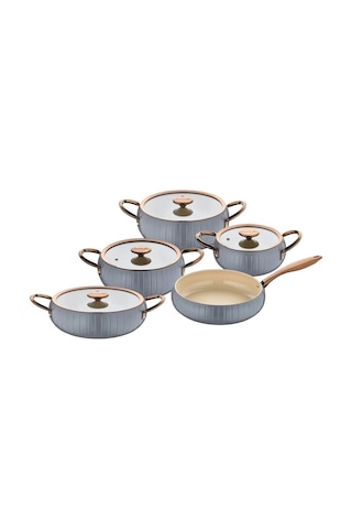 12002 - Allure - Pure Ceramıc - 9 Parça - Biogranit, Seramik, Set, Antrasit Gövde, Bakır Detay Antrasit - Bakır