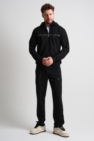 Shooter Sportswear Klasik Antrasit Erkek Eşofman Takımı Çıkartılabilir Kapüşonlu Rahat Kalıp Siyah