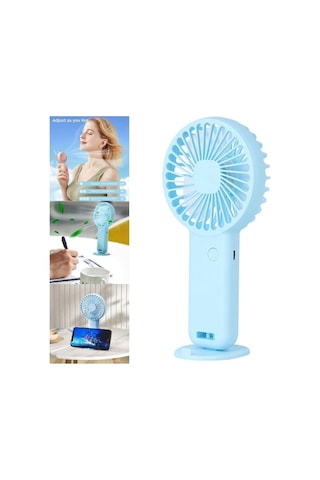 Mini Fan,telefon Tutucu,portatif El Vantilatörü Mavi 9,3x19cm