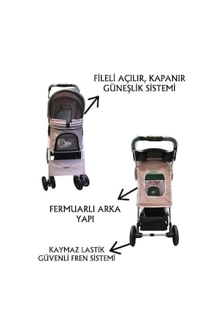 Tommy Evcil Hayvan Arabası 78x46x99,5 Cm Pembe Max 15 Kg