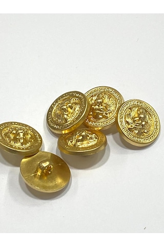 Aslan Model Metalize Plastik Düğme Seti /6 Lı Set / 1,8 Cm /gold