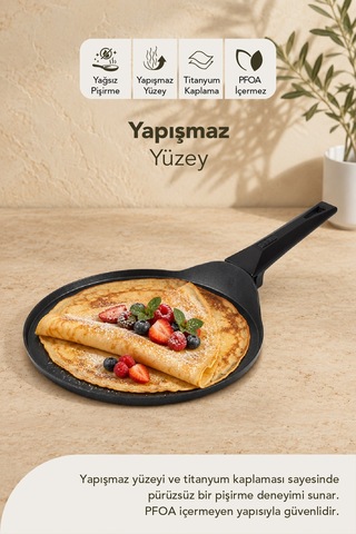Gigilli Cristel Krep Tava 26 Cm Siyah