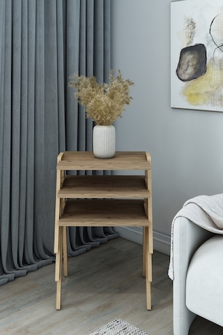 Atlantik Çam Modern 3'lü Zigon Sehpa Takımı - Fonksiyonel Salon Sehpası Diğer