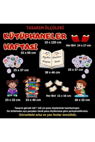 Kütüphaneler Haftası Okul Panosu Seti 02 Kitap Sevgisi Temalı Figürlü Sınıf Süsü Hazır Kesim 7