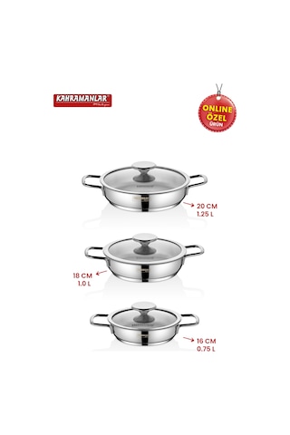 Kahramanlar Yağmur İndüksiyon Tabanlı 3'lü Sahan Seti Gri