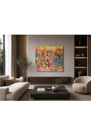 Renk Patlaması Soyut Kanvas Tablo Modern Abstract Art Duvar Dekoru Renkli Premium Salon & Ofis Tablosu