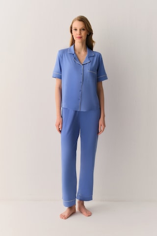 Suwen Misty Gömlek Yaka Pijama Takımı Sh26629660b1414 Mavi